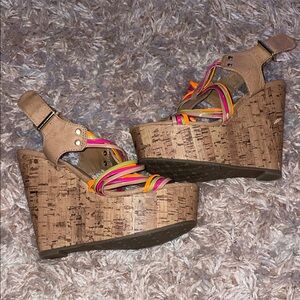 Colorful Strappy Wedge Sandals